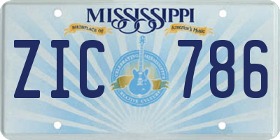 MS license plate ZIC786