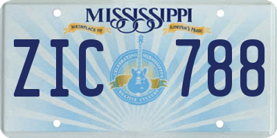 MS license plate ZIC788