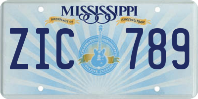 MS license plate ZIC789