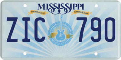 MS license plate ZIC790