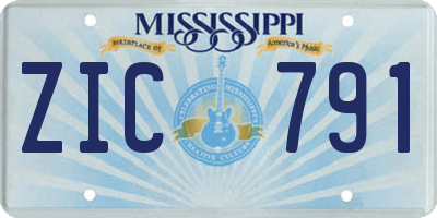 MS license plate ZIC791