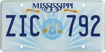 MS license plate ZIC792