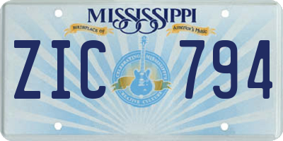 MS license plate ZIC794