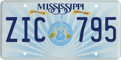 MS license plate ZIC795