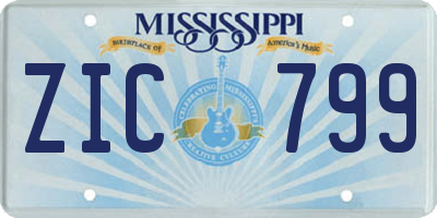 MS license plate ZIC799
