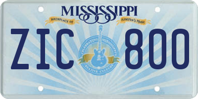 MS license plate ZIC800