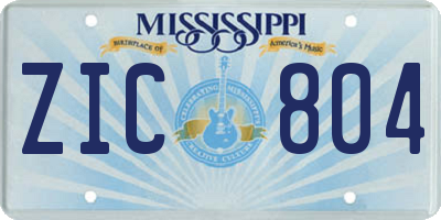 MS license plate ZIC804