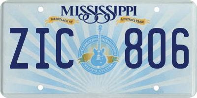 MS license plate ZIC806