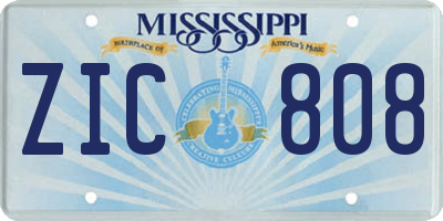 MS license plate ZIC808