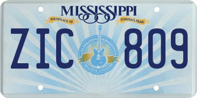 MS license plate ZIC809
