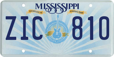 MS license plate ZIC810