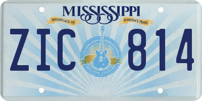 MS license plate ZIC814
