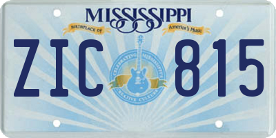 MS license plate ZIC815