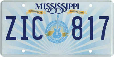 MS license plate ZIC817