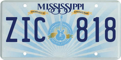 MS license plate ZIC818