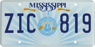 MS license plate ZIC819
