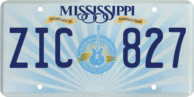 MS license plate ZIC827