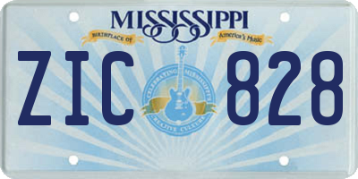 MS license plate ZIC828