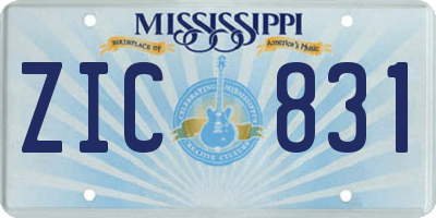 MS license plate ZIC831
