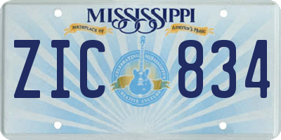 MS license plate ZIC834