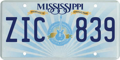 MS license plate ZIC839