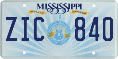 MS license plate ZIC840