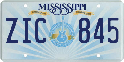 MS license plate ZIC845
