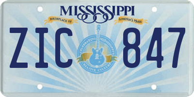 MS license plate ZIC847