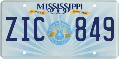 MS license plate ZIC849
