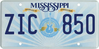 MS license plate ZIC850