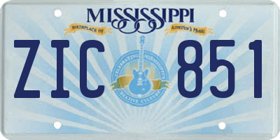 MS license plate ZIC851