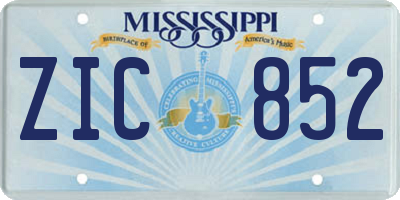 MS license plate ZIC852