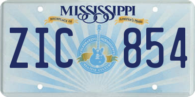 MS license plate ZIC854
