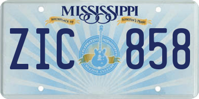 MS license plate ZIC858