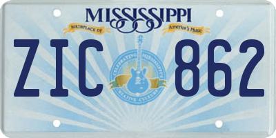 MS license plate ZIC862