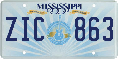 MS license plate ZIC863