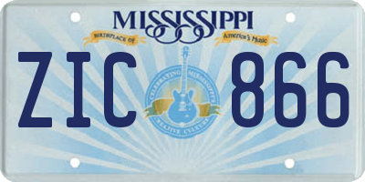 MS license plate ZIC866