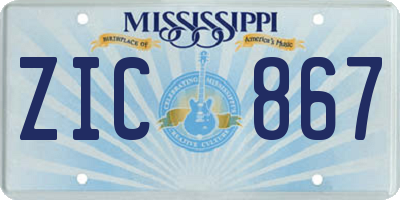 MS license plate ZIC867