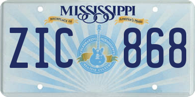 MS license plate ZIC868