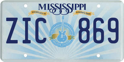 MS license plate ZIC869