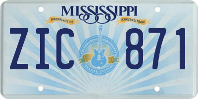 MS license plate ZIC871