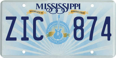 MS license plate ZIC874