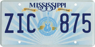 MS license plate ZIC875