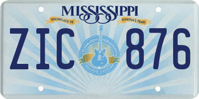 MS license plate ZIC876