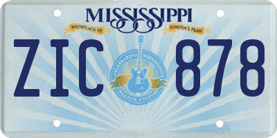 MS license plate ZIC878