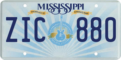 MS license plate ZIC880