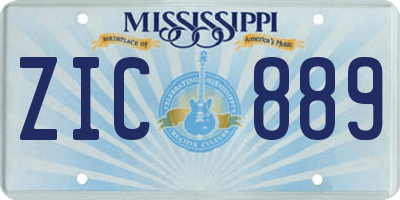 MS license plate ZIC889