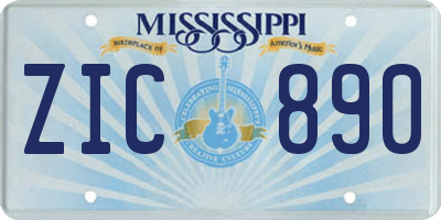 MS license plate ZIC890