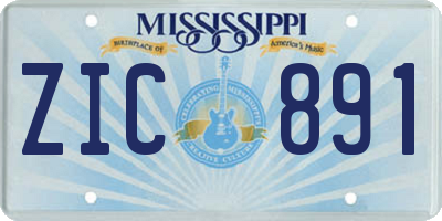 MS license plate ZIC891