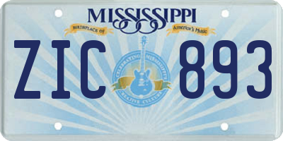 MS license plate ZIC893